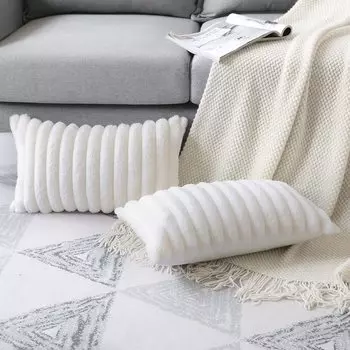 Чехол на подушку Otostar 30x50 см, набор из 2 шт., скандинавский стильный милый меховой искусственный мех бархатный пушистый мягкий пушистый полосатый 3D чехол на подушку для дивана