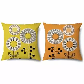 Чехол на подушку OTOSTAR 45x45 см, скандинавский набор из 2 стильных милых узоров, льняной чехол для диванной подушки, декоративная подушка для спинки дивана