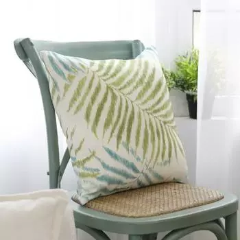 Чехол на подушку, простой стиль, потайная молния, цветная надежная ручная роспись, наволочка в форме листа для гостиной зелёный