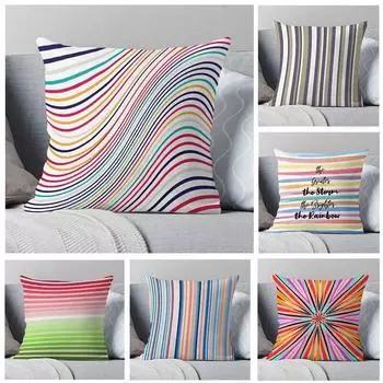 Чехол на подушку Радужный геометрический полиэстер Подушка Диван Стул Кровать Декор для гостиной 40x40cm