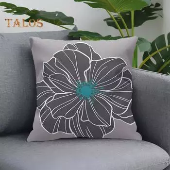 Чехол на подушку с акварельным принтом хризантемы, не выцветающий, можно стирать в машине, хлопково-льняной квадратный чехол для подушки, наволочка в современном стиле для домашнего дивана D