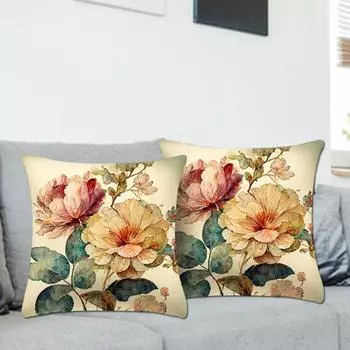 Чехол на подушку с цветочным принтом, наволочка с застежкой-молнией, супермягкая, износостойкая, простая в уходе, декоративная наволочка A