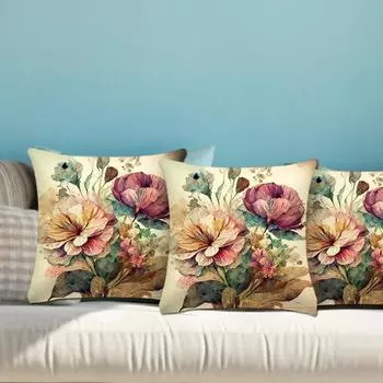 Чехол на подушку с цветочным принтом, наволочка с застежкой-молнией, супермягкая, износостойкая, простая в уходе, декоративная наволочка A