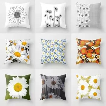 Чехол на подушку с хризантемой, украшение для автомобиля, наволочка для дивана, товары для дома, наволочка 40x40cm