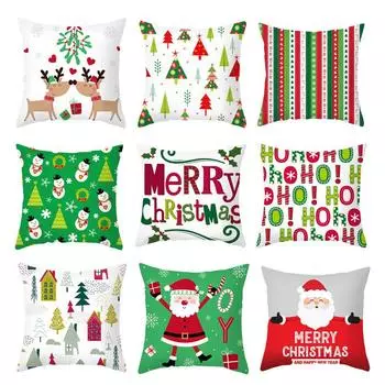 Чехол на подушку с изображением рождественского лося, Санта-Клауса, снеговика 40x40cm