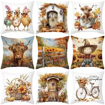 Чехол на подушку с изображением животных из серии Farm Animal, печатный, короткий, плюшевый, для домашнего дивана, чехол для подушки в спальню 45*45cm CR026-1