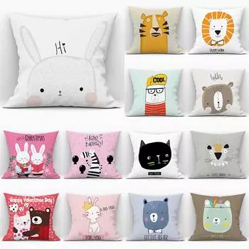 Чехол на подушку с мультяшным животным принтом для дома, гостиной, украшения дивана, квадратная полиэстеровая наволочка 40X40CM