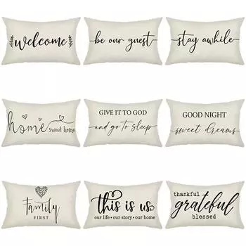 Чехол на подушку с надписью «Благодарение» Льняной чехол для диванной подушки для дома Чехол на подушку для дома 30*50cmJYZ003-1