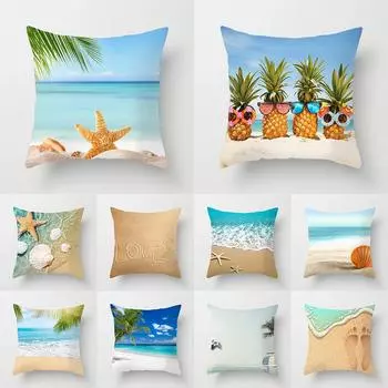 Чехол на подушку с пляжным волнистым пейзажем и принтом для дома, гостиной, офиса, дивана, спальни, украшения автомобиля, наволочка 40X40CM