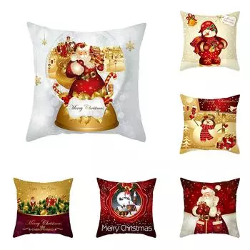 Чехол на подушку с принтом Санта-Клауса для дома, гостиной, дивана, квадратная полиэстеровая наволочка 40X40CM