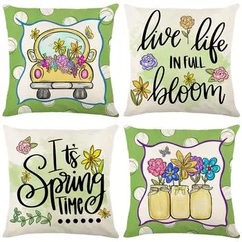 Чехол на подушку с принтом «Весенний зеленый» для дома, чехол на диванную подушку, чехол на изголовье кровати в спальне 45*45cm JYM253-1