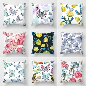 Чехол на подушку с рисунком бабочки и любви, розовый, белый цвет, для дома, гостиной, украшения дивана, чехол для подушки из полиэстера 40X40CM
