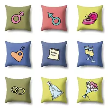 Чехол на подушку с рисунком Дня святого Валентина, подушка на спинку дивана в гостиной 40x40cm