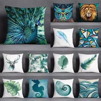 Чехол на подушку с рисунком павлина, совы, орла и оленя, для дома, гостиной, дивана, украшения, поясная подушка, наволочка 40X40CM
