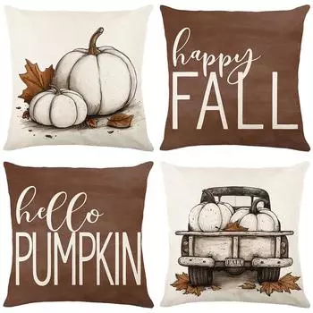 Чехол на подушку с тыквой из серии «Осенний урожай» с принтом из льна и буквами Чехол на подушку для дивана 45*45cm JYM460-1