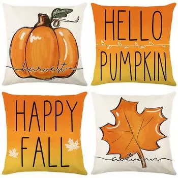 Чехол на подушку с тыквой, льняной наволочка для дивана с принтом, чехол для гостиной, домашнего декора, спальни 45*45cm JYM326-1