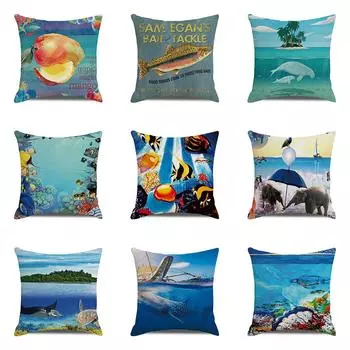 Чехол на подушку с узором морской акулы для дома, гостиной, дивана, офиса, украшение, наволочка 40X40CM