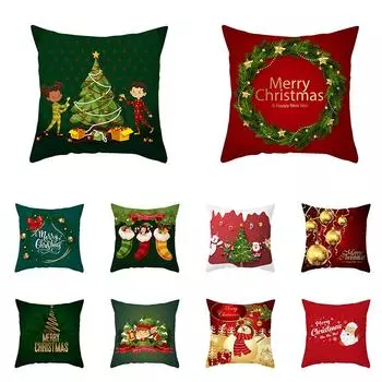 Чехол на подушку с веселым рождественским принтом, новогодний домашний диван, декоративная наволочка для гостиной, Рождественская наволочка 40X40CM