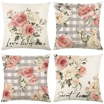 Чехол на подушку Spring Linen Printed Home Decoration Гостиная Диван Чехол на подушку Чехол на подушку 45*45cm JYM414-1