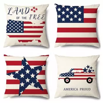 Чехол на подушку VIEAURA 45 x 45 см, американский набор из 4 льняных чехлов в винтажном стиле для стула, дивана, кровати, офиса, автомобиля, стильного интерьера, разных товаров