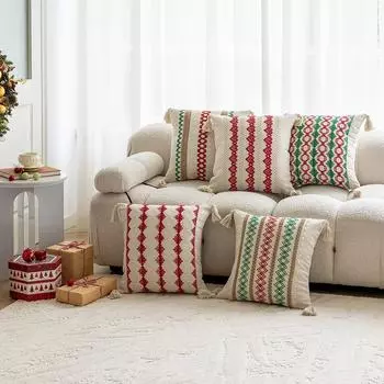 Чехол на подушку в стиле бохо с кисточками, тканый стеганый декоративный чехол на подушку, коричневые наволочки 18x18 дюймов для дивана, спальни, гостиной 30X50cm-2pcs