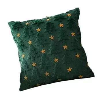 Чехол на подушку в виде рождественской елки с желтой звездой для зимнего праздничного декора