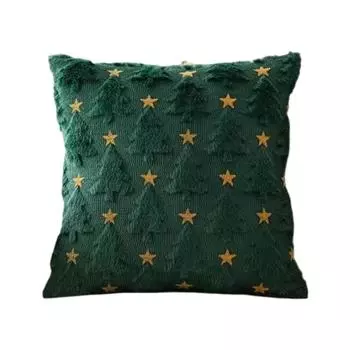 Чехол на подушку в виде рождественской елки с желтой звездой для зимнего праздничного декора