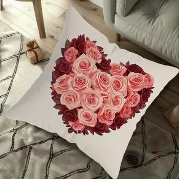 Чехол на подушку в виде сердца, чехол для подушки с розой, наволочка, наволочка на День матери, День святого Валентина, свадьба, 17,7X17,7 дюймов, без вставки для подушки CC2PS454505C9