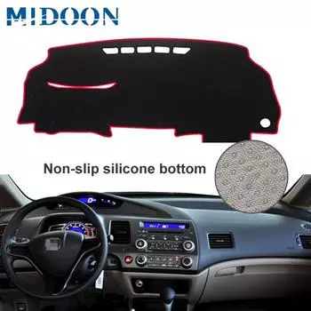 Чехол на приборную панель автомобиля, коврик для приборной панели, коврик для приборной панели, анти-УФ-защитный коврик для Honda Civic Acura CSX 2006-2011 2007 2008 2009 чёрный