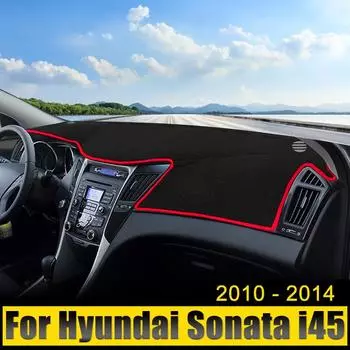 Чехол на приборную панель автомобиля, защитный чехол от солнца, защитный чехол от ультрафиолета, нескользящий коврик для Hyundai Sonata i45 2010 2011 2012 2013 2014 чёрный