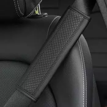 Чехол на ремень безопасности автомобиля из искусственной кожи - Мягкие и дышащие наплечники для защиты шеи и плеч, удобные аксессуары чёрный