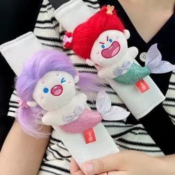 Чехол на ремень безопасности Подушка для ремня безопасности Русалка Подушки для ремня безопасности Чехлы для ремня школьной сумки Мягкие чехлы для ремня безопасности для детей и взрослых Автомобильные аксессуары красный