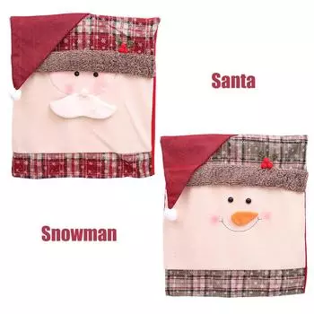 Чехол на рождественский стул Защитные чехлы для стульев Сиденье для рождественской вечеринки Snowman&2PCS