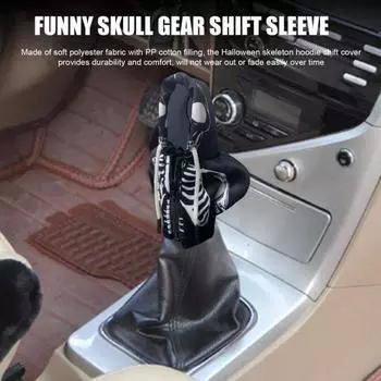 Чехол на ручку переключения передач автомобиля Skeleton, легкая установка, чехол на ручник, универсальная крышка на ручку переключения передач, аксессуары для салона автомобиля на Хэллоуин A