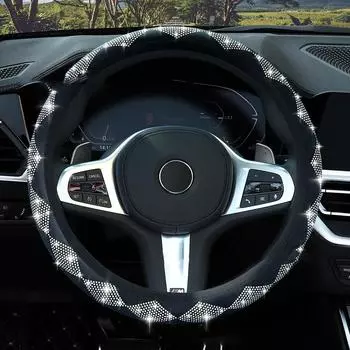 Чехол на руль автомобиля Diamond, аксессуары для салона автомобиля, аксессуары для салона автомобиля для девушек, нескользящий чехол для рулевого колеса автомобиля V2G6