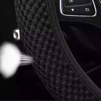 Чехол на руль автомобиля Four Seasons 38 см, дышащая сэндвич-ткань, универсальная защита рулевого колеса, аксессуары для стайлинга автомобиля чёрный