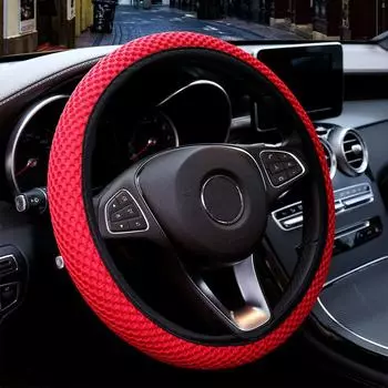 Чехол на руль автомобиля из дышащей сетки: Универсальный, нескользящий, впитывающий пот для всех сезонов 38cm чёрный