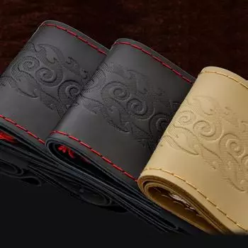 Чехол на руль автомобиля из натуральной кожи с рисунком пламени, защитный чехол на руль, размер 36, 38, 40 см 38cm серый