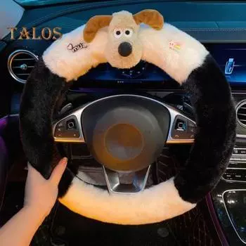 Чехол на руль автомобиля, износостойкий, универсальный, простая установка, мягкий, пушистый, теплый чехол на руль 38cm чёрный