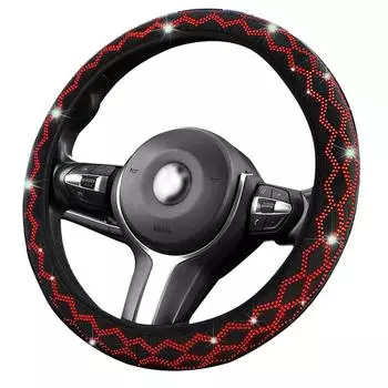 Чехол на руль автомобиля, милый хрустальный блестящий чехол на руль, блестящий стразами, удобный эластичный чехол на ручку чёрный