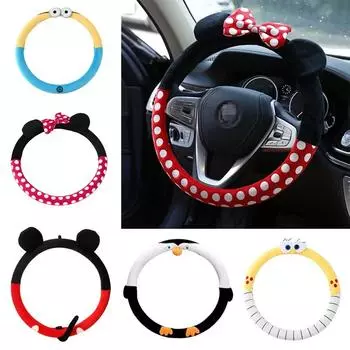 Чехол на руль автомобиля с бантом, милый мультяшный универсальный набор аксессуаров для салона для женщин/мужчин, 16 дизайнов, чехлы для автомобиля, новинка