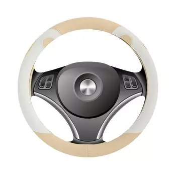 Чехол на руль автомобиля с мультяшными ушками медведя из искусственной кожи, чехол на ручку автомобиля, впитывающий пот, чехол на ручку автомобиля 38 см для внедорожника светло-коричневого