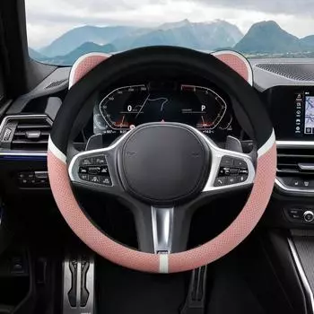 Чехол на руль автомобиля, симпатичные автомобильные аксессуары, чехол на руль с ушками, универсальный удобный защитный чехол на руль автомобиля для транспортного средства красный