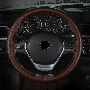 Чехол на руль автомобиля своими руками из натуральной кожи с тиснением из коровьей кожи, обертка для руля с игольными нитками 38 см 1