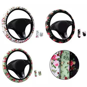 Чехол на руль, черный салон автомобиля, чехол для шестерни зелёный