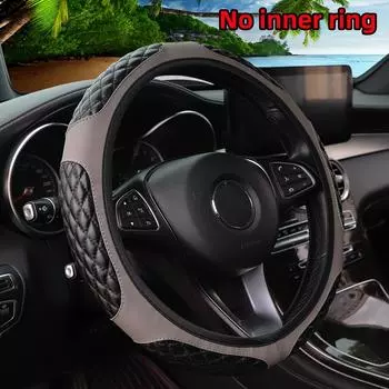 Чехол на руль из мягкой искусственной кожи SoftTouch Luxury - превосходный комфортный захват, вышитый дизайн, универсальная посадка для рулевых колес размером 14,5-15 дюймов чёрный