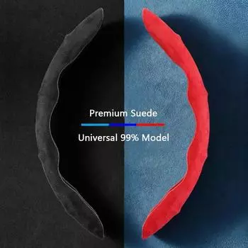 Чехол на руль из замши и кожи 38 см, защитный чехол на руль автомобиля, текстурированный, противоскользящий, устойчивый к поту, универсальный, декоративные аксессуары чёрный