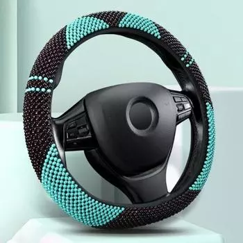 Чехол на руль Износостойкий, с бисером, противоскользящий, качество изготовления, деликатный, дышащий, устойчивый к охлаждению, 38 см A розовый
