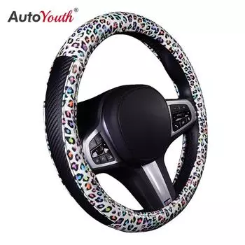 Чехол на руль с леопардовой строчкой, грубый карбон, универсальный, 38 см