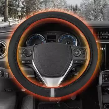 Чехол на руль с подогревом 14,5-15,5 дюймов, защита для рук, быстро нагревающийся универсальный чехол на руль для автомобиля, грузовика, фургона, внедорожника 38cm серый
